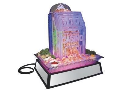 Small Ice Carving Mirror Pedestal with Drainage Hose and 110V LED Lighting - 19" x 27" x 10"